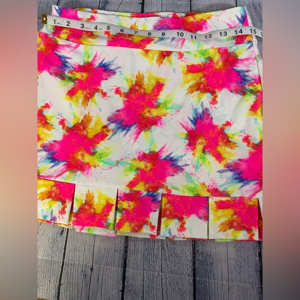 Tzu Tzu Samba Neon Splash Athletic Athleisure Preppy Pleated Sport Golf Skort M - Picture 9 of 11